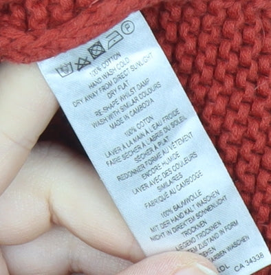 French Connection Men's Red Cotton Chunky Knit Jumper Size S