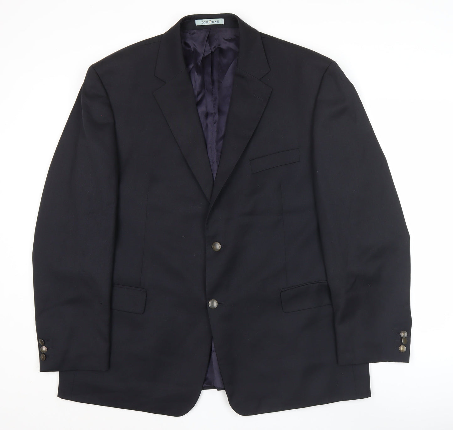 Osborne Men's Blue Wool 46R Classic Two-Button Blazer