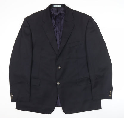 Osborne Men's Blue Wool 46R Classic Two-Button Blazer
