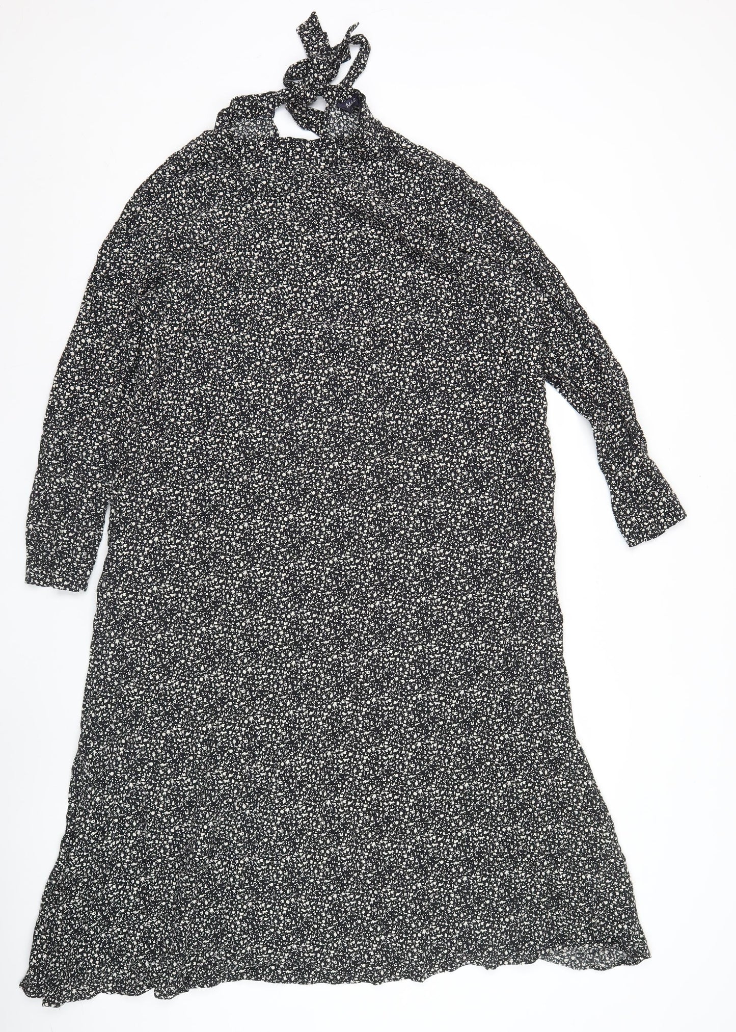 Marks and Spencer Women's Black Floral Viscose Wrap Midi Dress Size 12