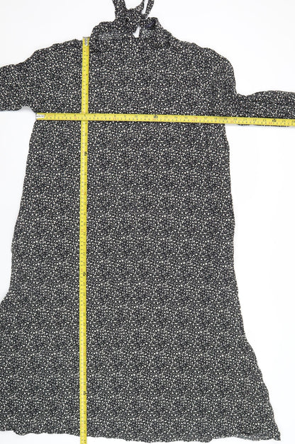 Marks and Spencer Women's Black Floral Viscose Wrap Midi Dress Size 12