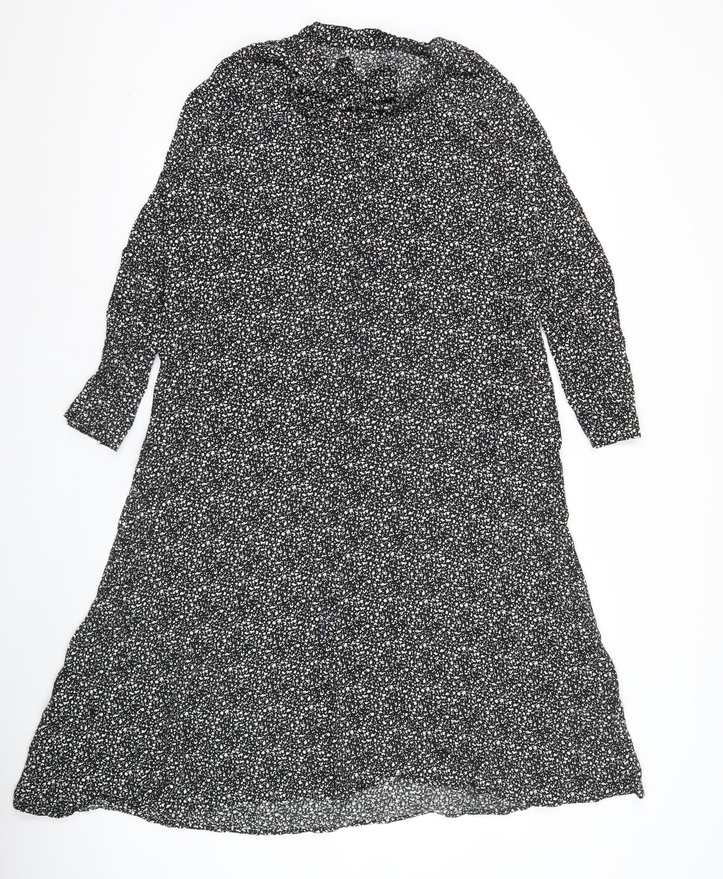 Marks and Spencer Women's Black Floral Viscose Wrap Midi Dress Size 12