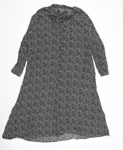 Marks and Spencer Women's Black Floral Viscose Wrap Midi Dress Size 12