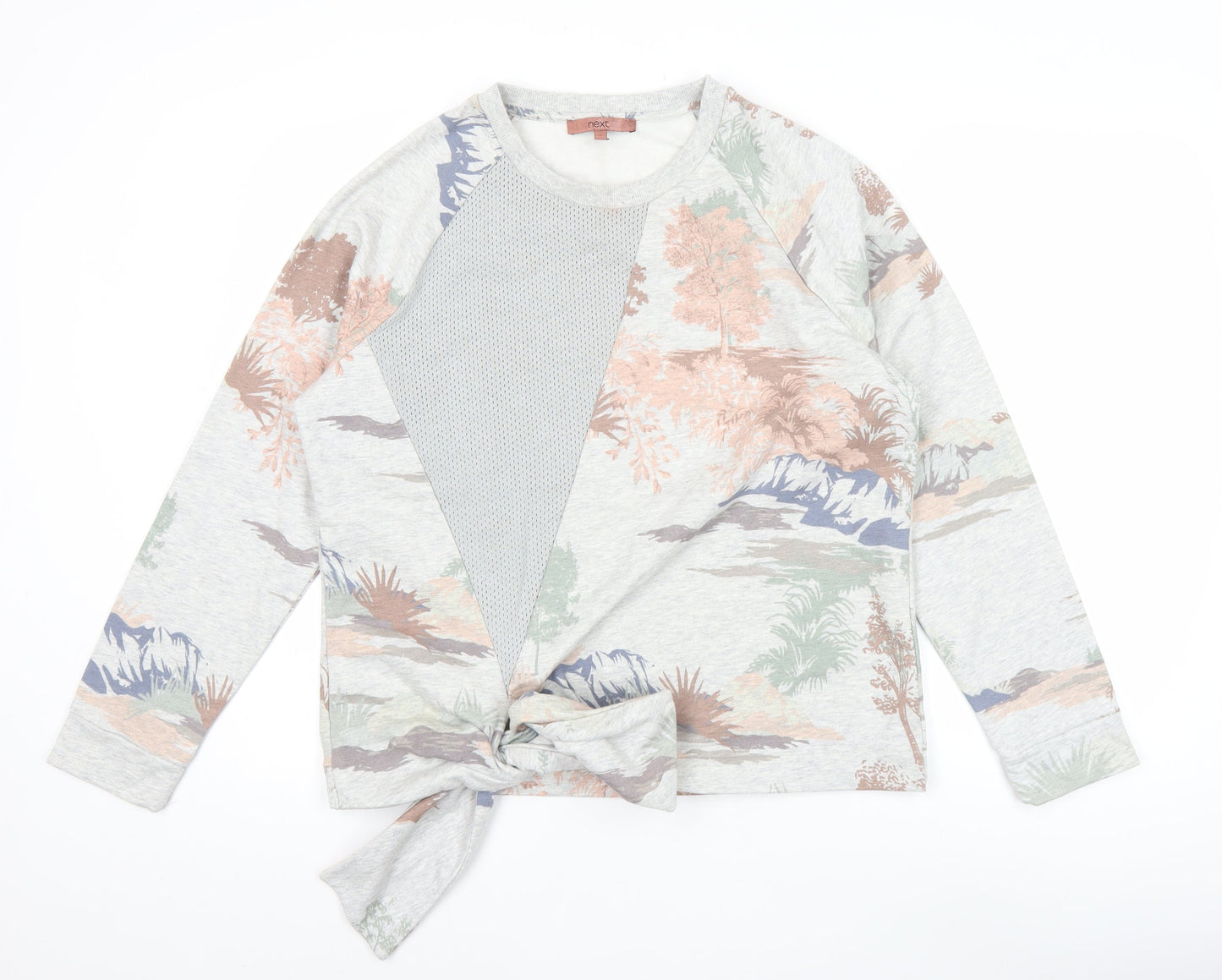Next Womens Grey Floral Tie Pullover Sweatshirt Size 16