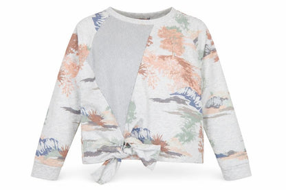 Next Womens Grey Floral Tie Pullover Sweatshirt Size 16