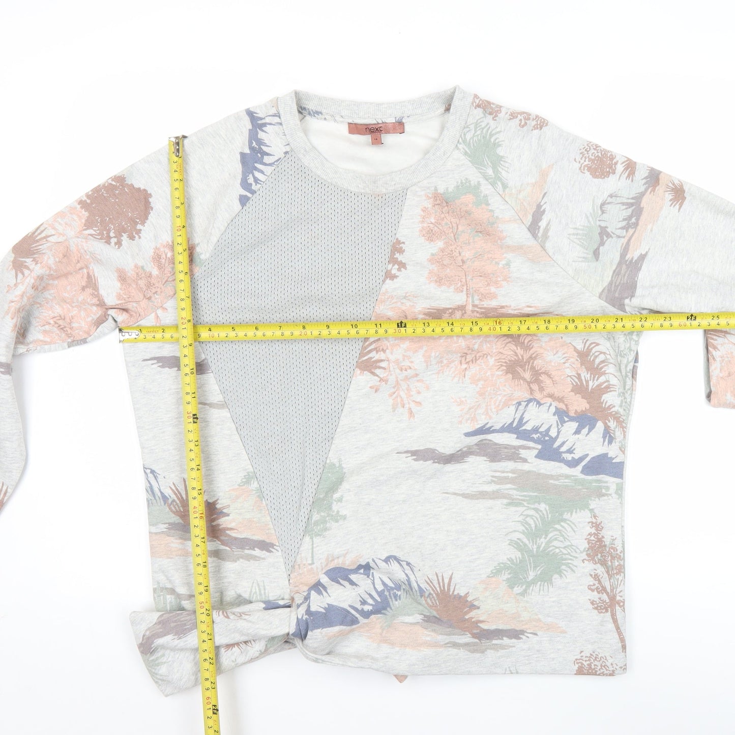 Next Womens Grey Floral Tie Pullover Sweatshirt Size 16