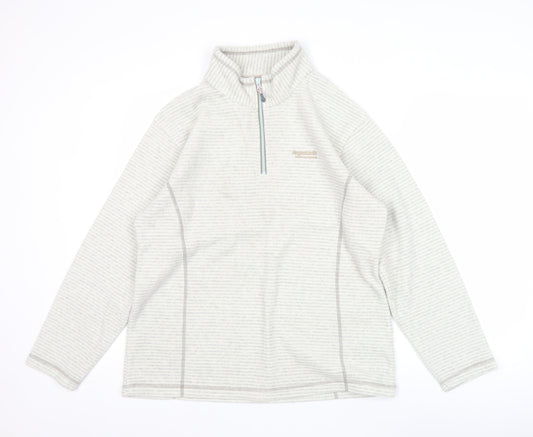 Regatta Womens Beige 1/4 Zip Striped Fleece Sweatshirt UK 14
