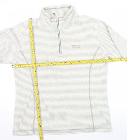 Regatta Womens Beige 1/4 Zip Striped Fleece Sweatshirt UK 14