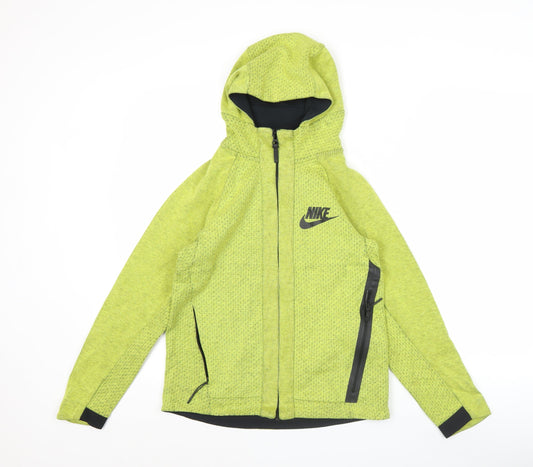 Nike Womens Green Full Zip Hooded Sweatshirt Size L Cotton Blend