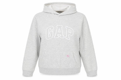 Gap Women Light Grey Hoodie L Pullover Cotton Blend Logo Casual