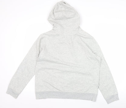 GAP Women Light Grey Hoodie L Pullover Cotton Blend Logo Casual