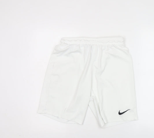 Nike Mens White Dri-FIT Athletic Shorts L Polyester Lightweight