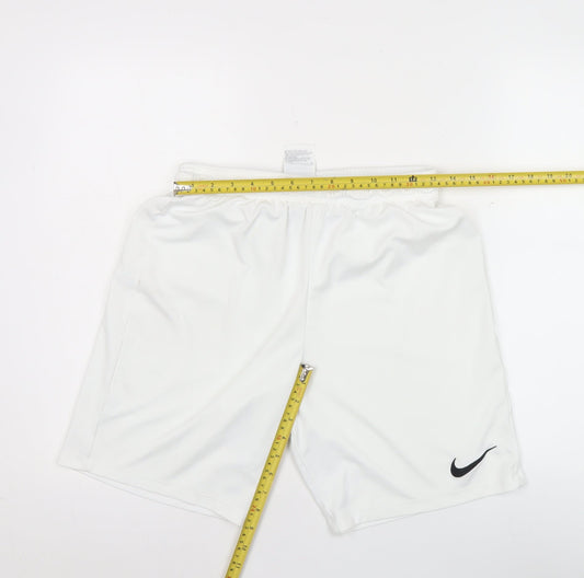 Nike Mens White Dri-FIT Athletic Shorts L Polyester Lightweight
