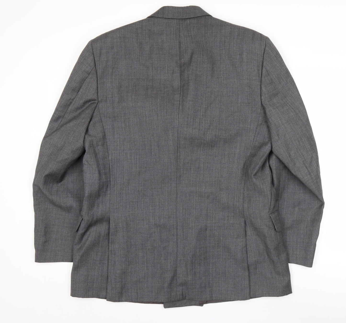 Jaeger Men's Grey Wool Double-Breasted Blazer 52R Peak Lapel Classic