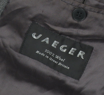 Jaeger Men's Grey Wool Double-Breasted Blazer 52R Peak Lapel Classic