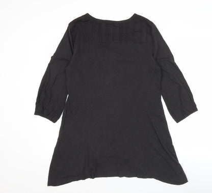 Fat Face Women’s Black Cotton 3/4 Sleeve Shirt Dress Size 14