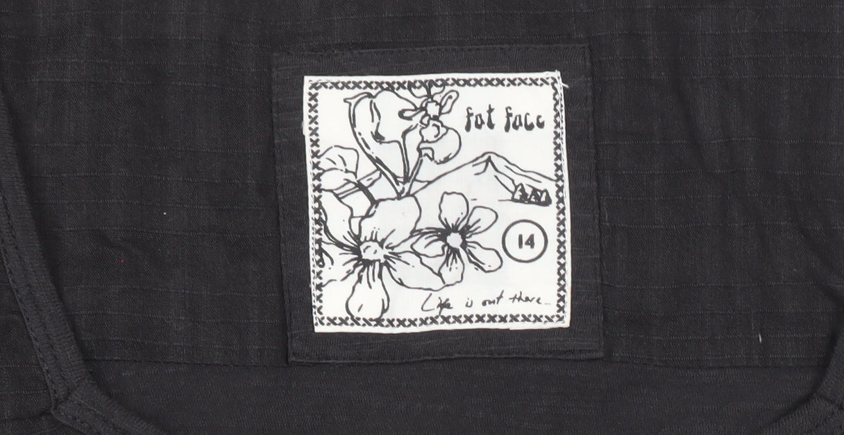 Fat Face Women’s Black Cotton 3/4 Sleeve Shirt Dress Size 14