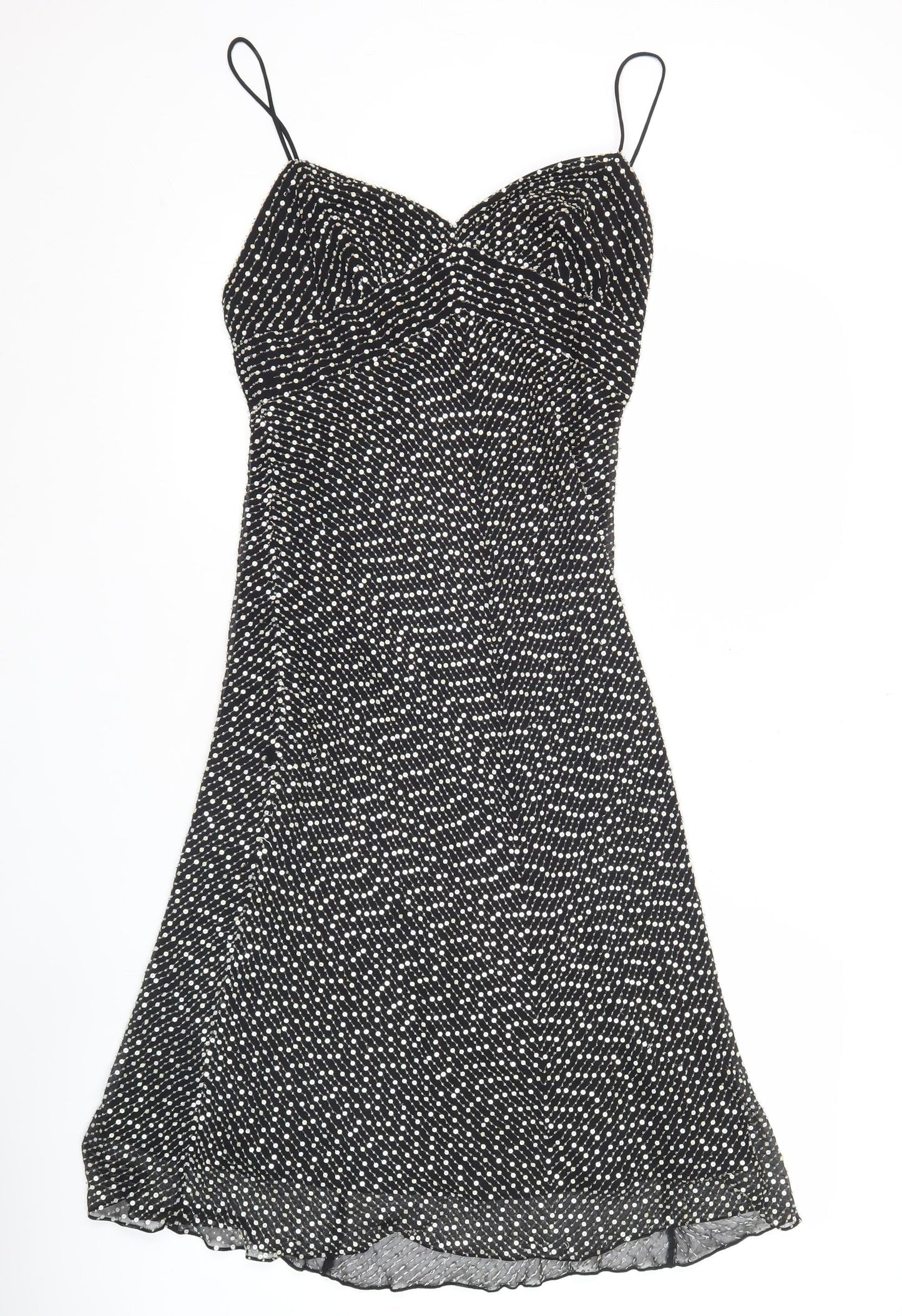 White House Black Market Women’s Black Polka Dot Silk Slip Dress Size 6
