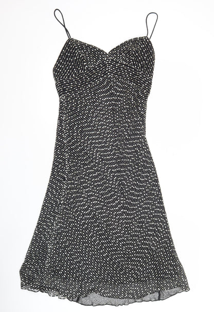 White House Black Market Women’s Black Polka Dot Silk Slip Dress Size 6