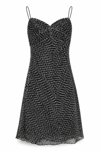 White House Black Market Women’s Black Polka Dot Silk Slip Dress Size 6