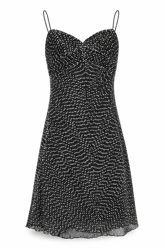 White House Black Market Women’s Black Polka Dot Silk Slip Dress Size 6