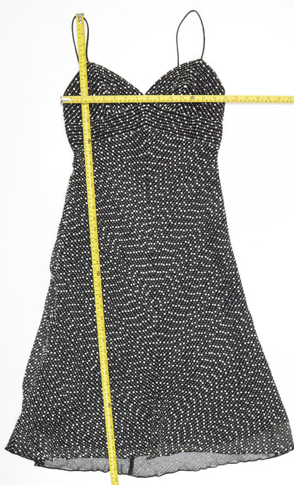 White House Black Market Women’s Black Polka Dot Silk Slip Dress Size 6