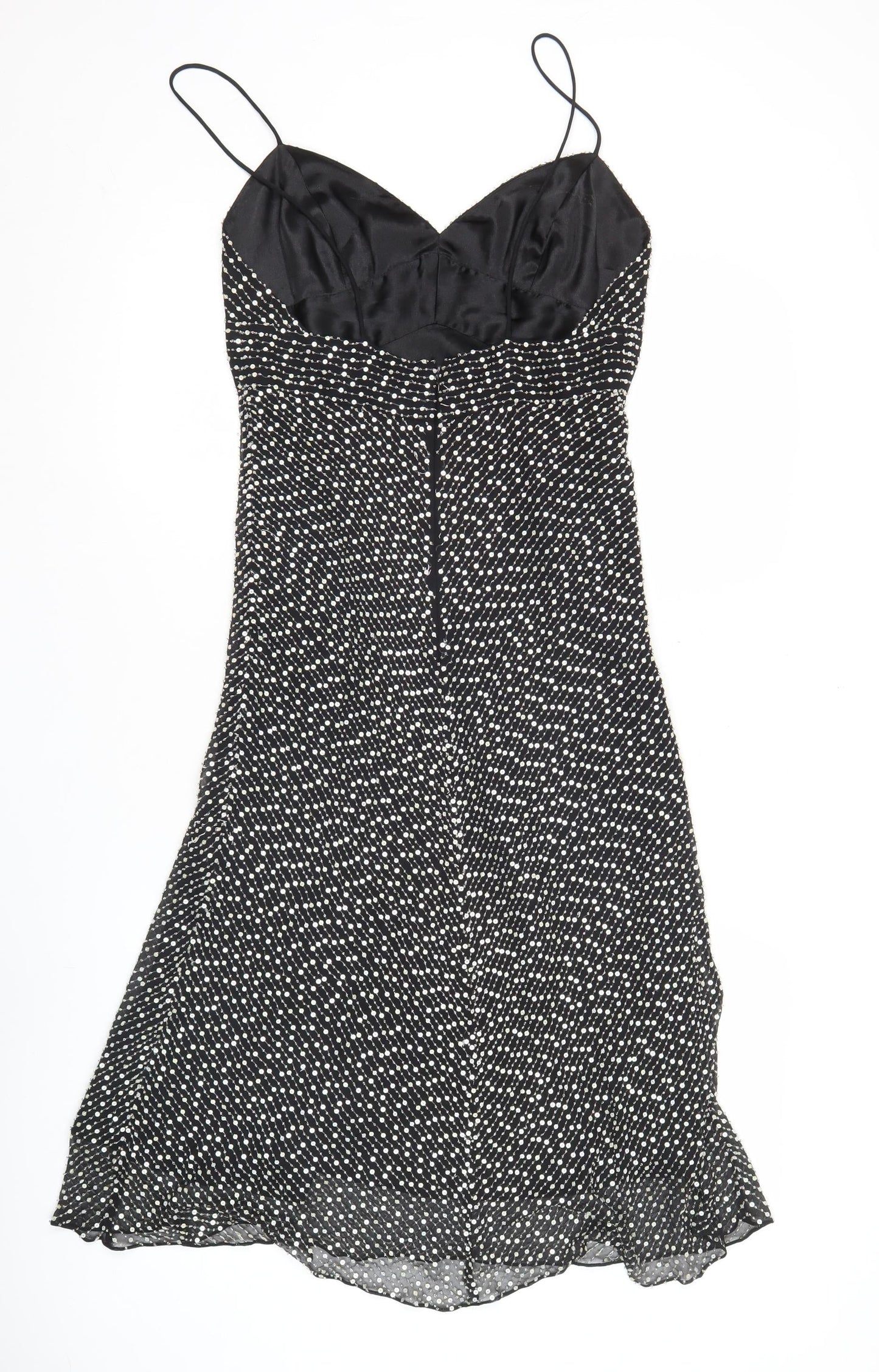 White House Black Market Women’s Black Polka Dot Silk Slip Dress Size 6