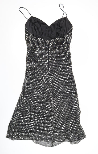 White House Black Market Women’s Black Polka Dot Silk Slip Dress Size 6