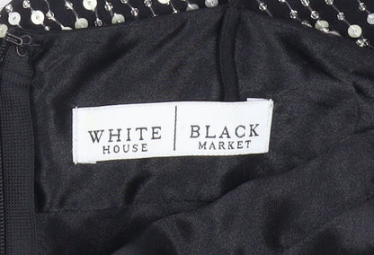 White House Black Market Women’s Black Polka Dot Silk Slip Dress Size 6