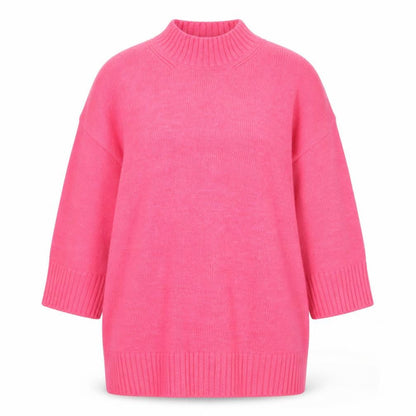 Next Women’s Pink Mock Neck Relaxed Knit Pullover Jumper XL