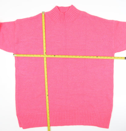 Next Women’s Pink Mock Neck Relaxed Knit Pullover Jumper XL