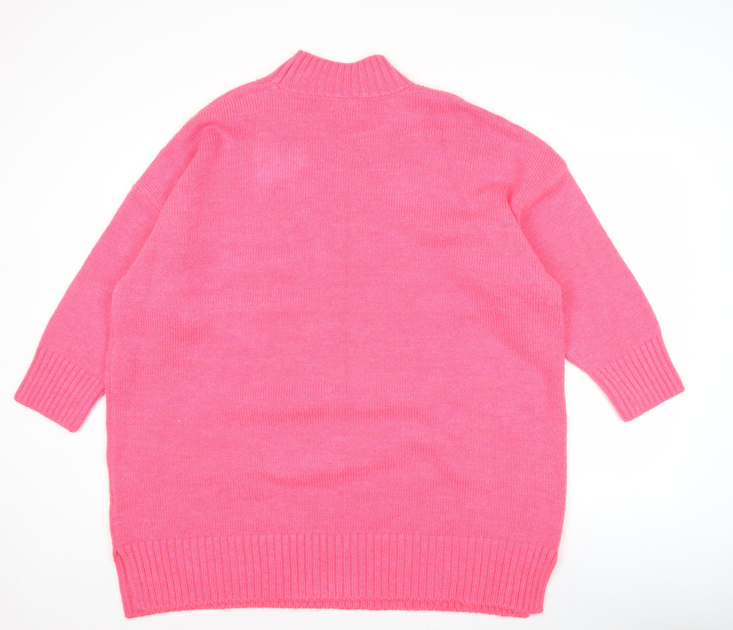 Next Women’s Pink Mock Neck Relaxed Knit Pullover Jumper XL