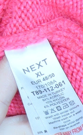 Next Women’s Pink Mock Neck Relaxed Knit Pullover Jumper XL