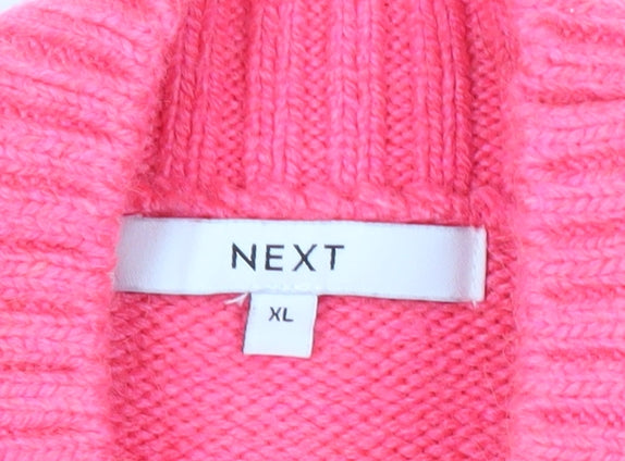 Next Women’s Pink Mock Neck Relaxed Knit Pullover Jumper XL