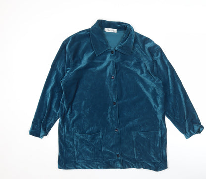 Berkertex Women’s Blue Velvet Tunic Blouse Size 10-12 Long Sleeve