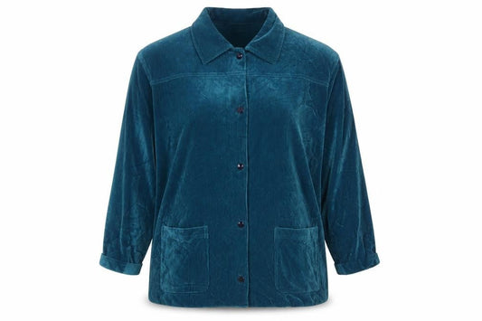 Berkertex Women’s Blue Velvet Tunic Blouse Size 10-12 Long Sleeve