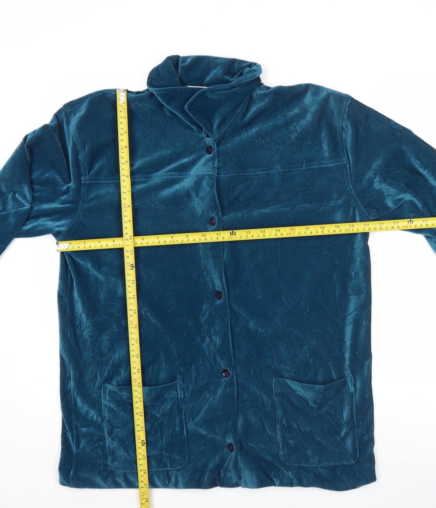 Berkertex Women’s Blue Velvet Tunic Blouse Size 10-12 Long Sleeve