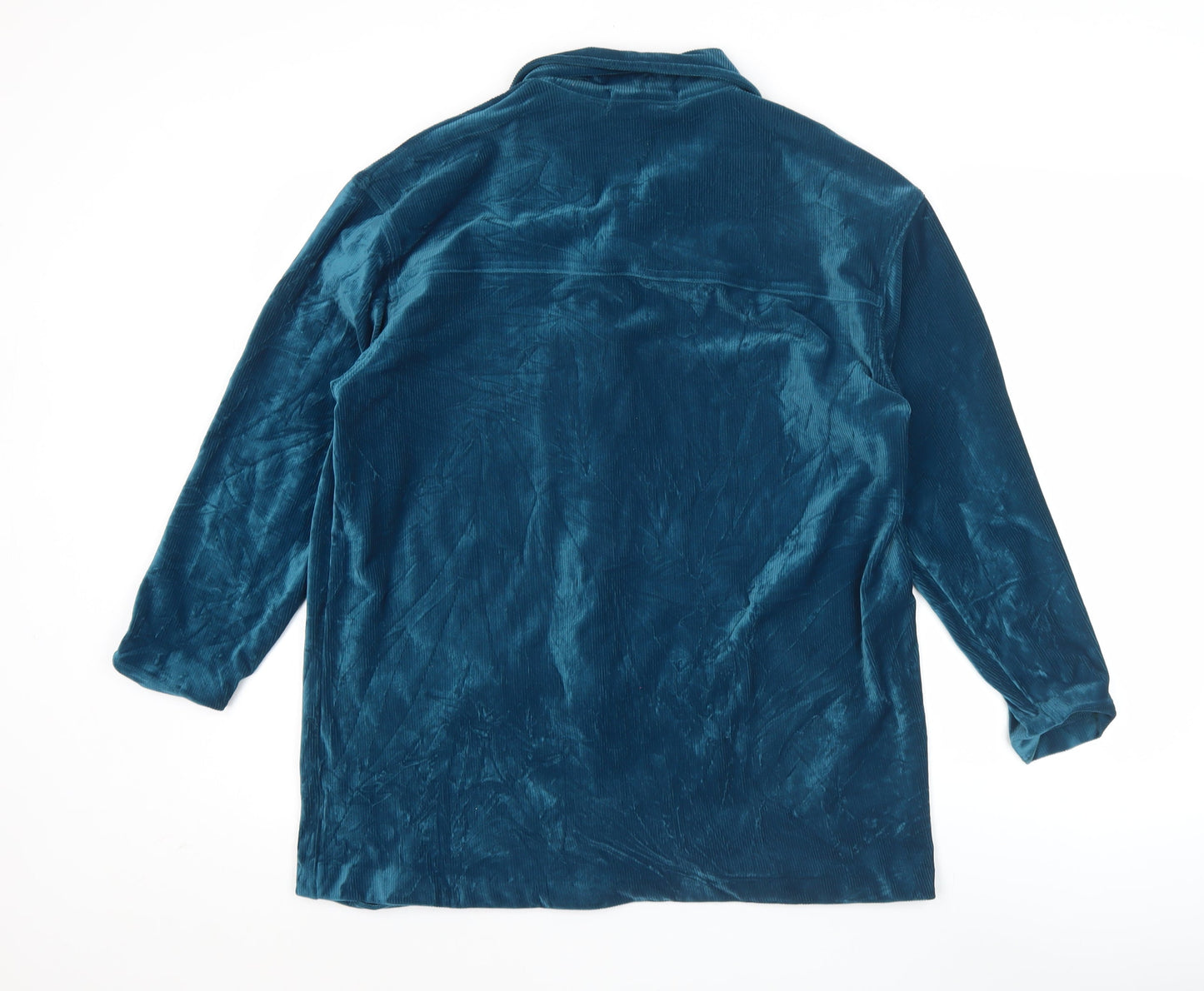 Berkertex Women’s Blue Velvet Tunic Blouse Size 10-12 Long Sleeve