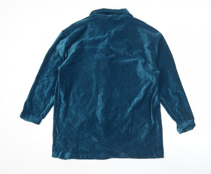 Berkertex Women’s Blue Velvet Tunic Blouse Size 10-12 Long Sleeve