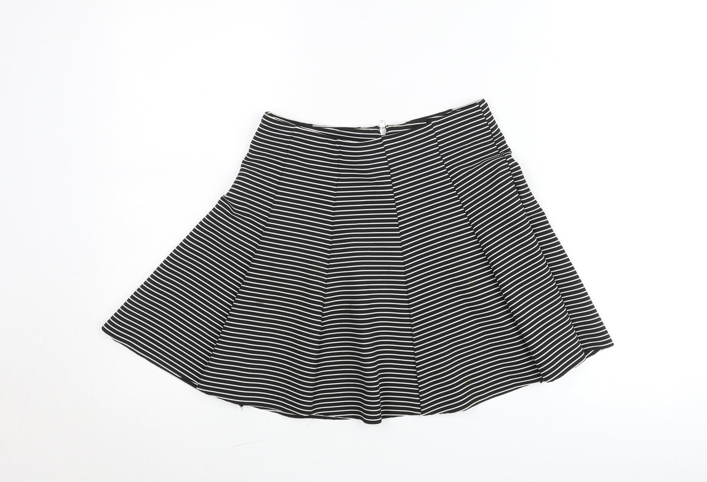 Topshop Petite Black White Striped A-Line Skirt Women’s UK 10