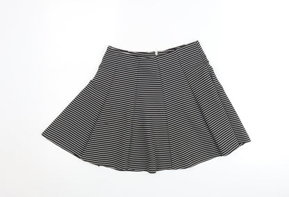 Topshop Petite Black White Striped A-Line Skirt Women’s UK 10