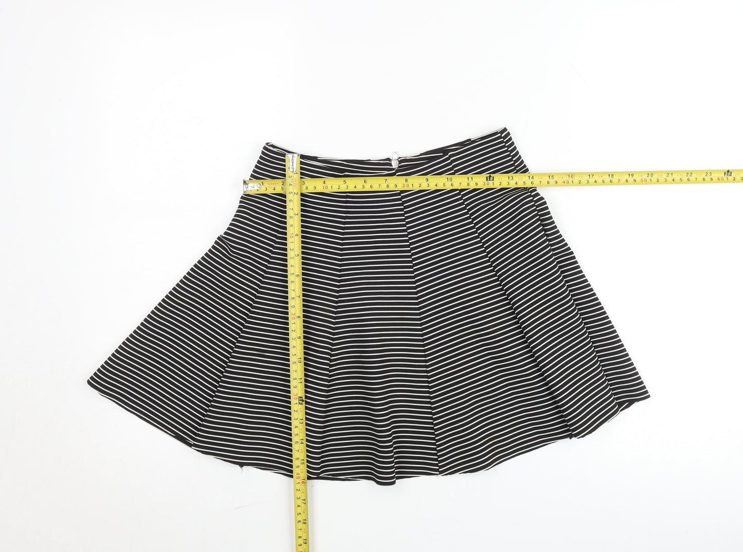 Topshop Petite Black White Striped A-Line Skirt Women’s UK 10