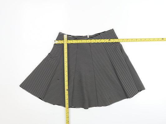 Topshop Petite Black White Striped A-Line Skirt Women’s UK 10