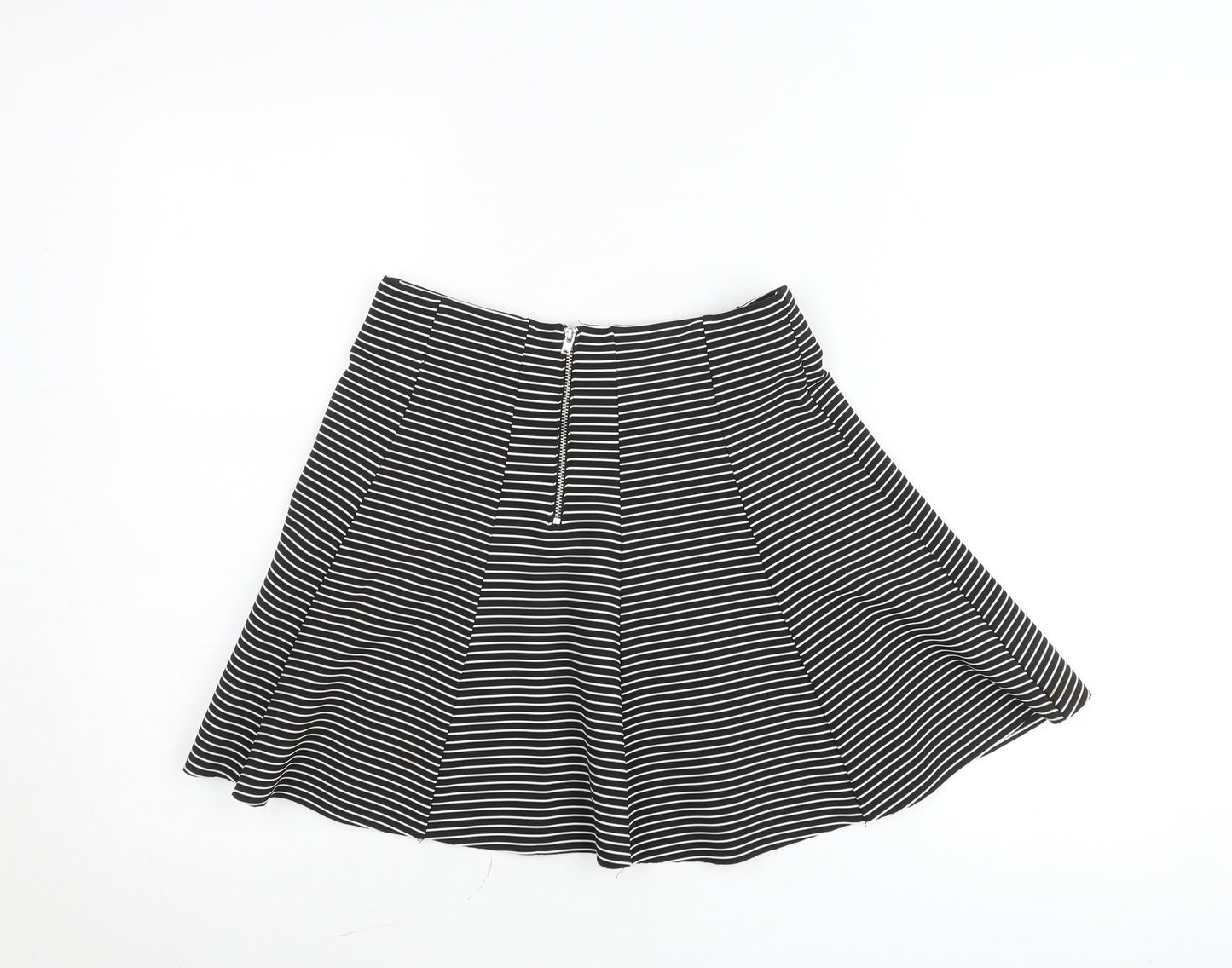 Topshop Petite Black White Striped A-Line Skirt Women’s UK 10