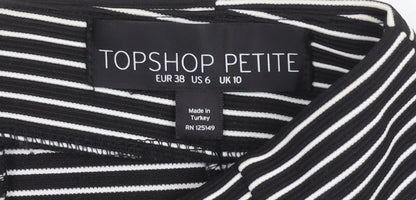 Topshop Petite Black White Striped A-Line Skirt Women’s UK 10