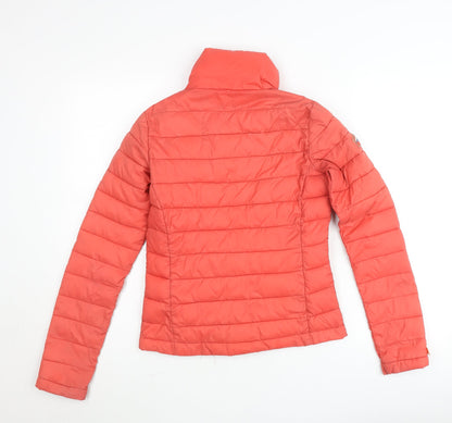 Superdry Girls Red Fuji Double Zip Puffer Jacket 2XS Slim Fit Lightweight