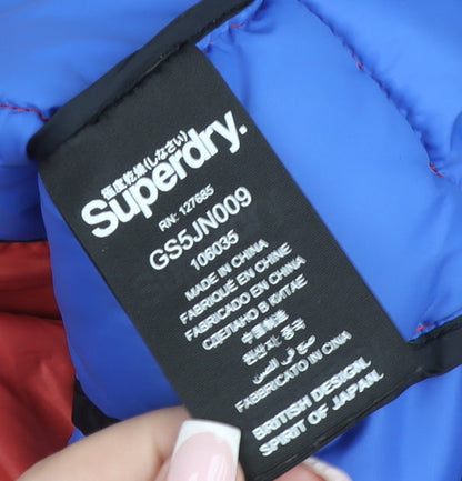 Superdry Girls Red Fuji Double Zip Puffer Jacket 2XS Slim Fit Lightweight