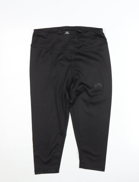 Additional front view of Crivit Women Black Ankle Leggings, size 12-14, Stretch Activewear