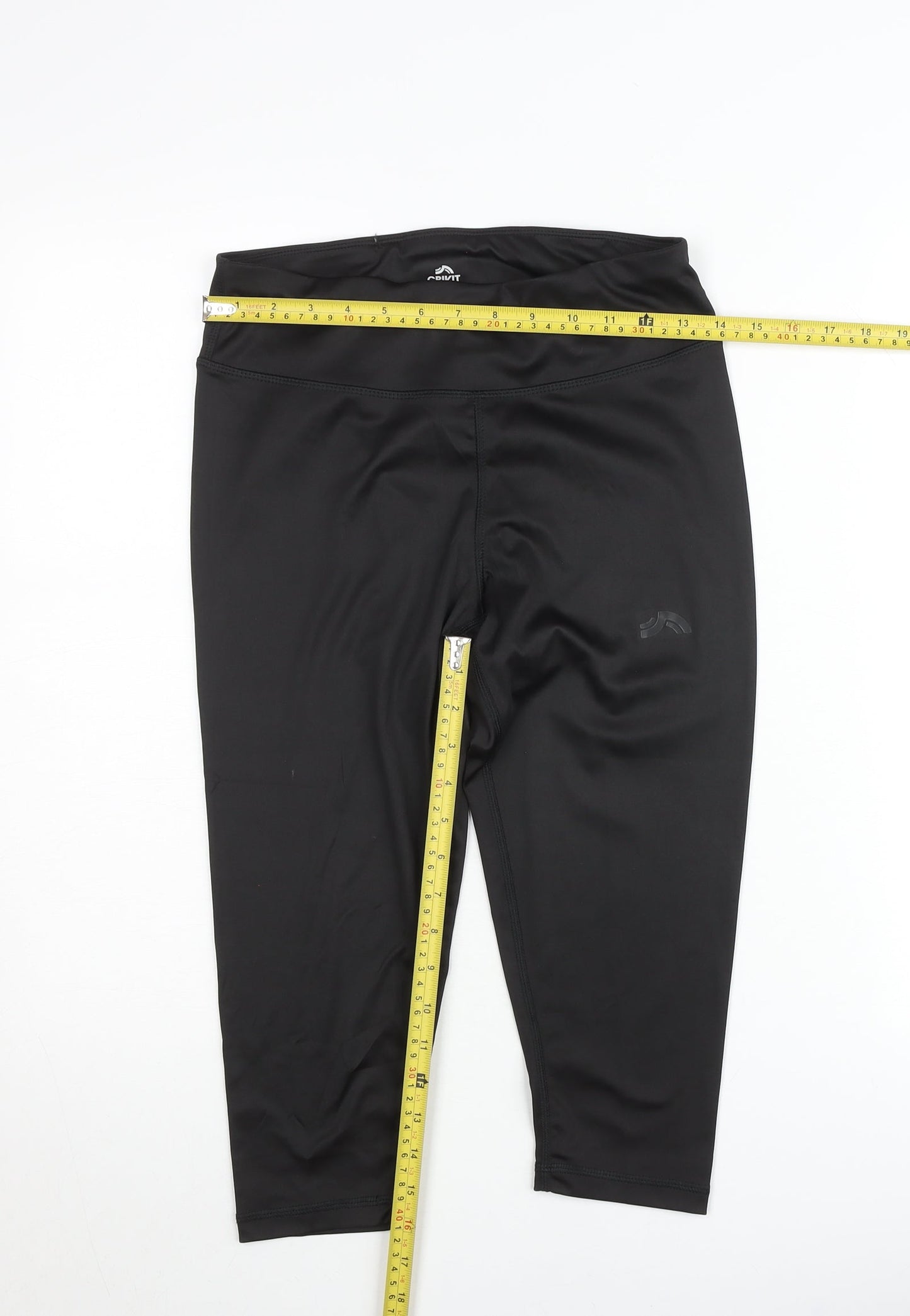 Crivit Women Black Ankle Leggings Size 12-14 Stretch Activewear