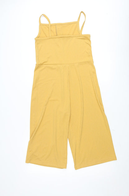 V by Very Teens Yellow Ribbed Button Wide-Leg Jersey Jumpsuit 15 Years